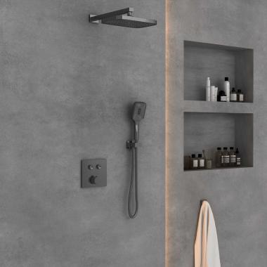 Душевой комплект VSFW-4211GM встраиваемый, 2 режима, вороненая сталь	