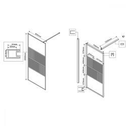 Душевая перегородка Walk-In VSW-1HC800CFGM, 800*2000, вороненая сталь, стекло прозрачное/рифленое