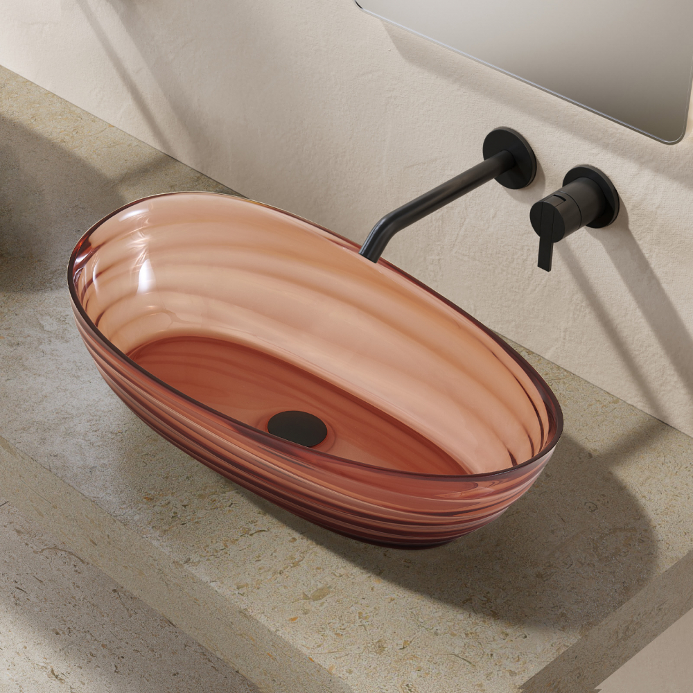 Раковина накладная прозрачная ABBER Kristall AT2813Opal коричневая