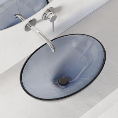 Раковина накладная прозрачная ABBER Kristall AT2802Saphir синяя	