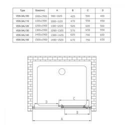 Душевая дверь Alpha VDS-3AL140CLGM, 1400, вороненая сталь, стекло прозрачное