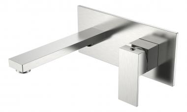 Смеситель для умывальника из стены Qubic Brushed Nickel	