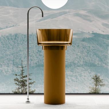 Раковина отдельностоящая прозрачная ABBER Kristall AT2702Vesuvian-H оливковая	