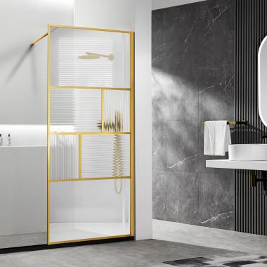 Душевая перегородка Walk-In VSW-1HC100CFBG, 1000*2000, браш. золото, стекло прозрачное/рифленое	