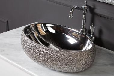 Раковина ОВАЛ 48х34х15см, серебро	