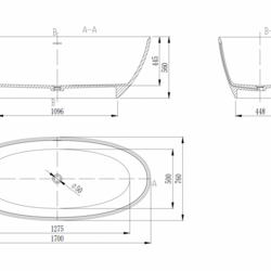 Ванна Solid Surface Vincea VBT-4S01MW, 1700*760*560, белый мат., слив-перелив в комплекте