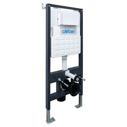 Комплект подвесной унитаз ABBER Rechteck AC1201 белый с инсталляцией AC0105 и кнопкой AC0121MB черный матовый