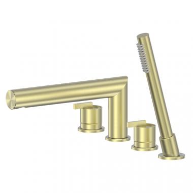 Смеситель ABBER Perfekte 316 AF8A13BG на борт ванны с лейкой, золото брашированное	