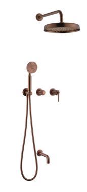 Смеситель встроенный + верхний + ручной душ + излив, ETERNA COPPER BRUSHED 174-2-CB