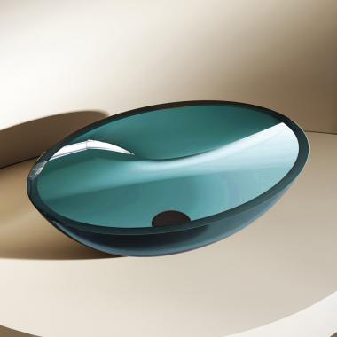 Раковина накладная прозрачная ABBER Kristall AT2802Aquamarin бирюзовая	