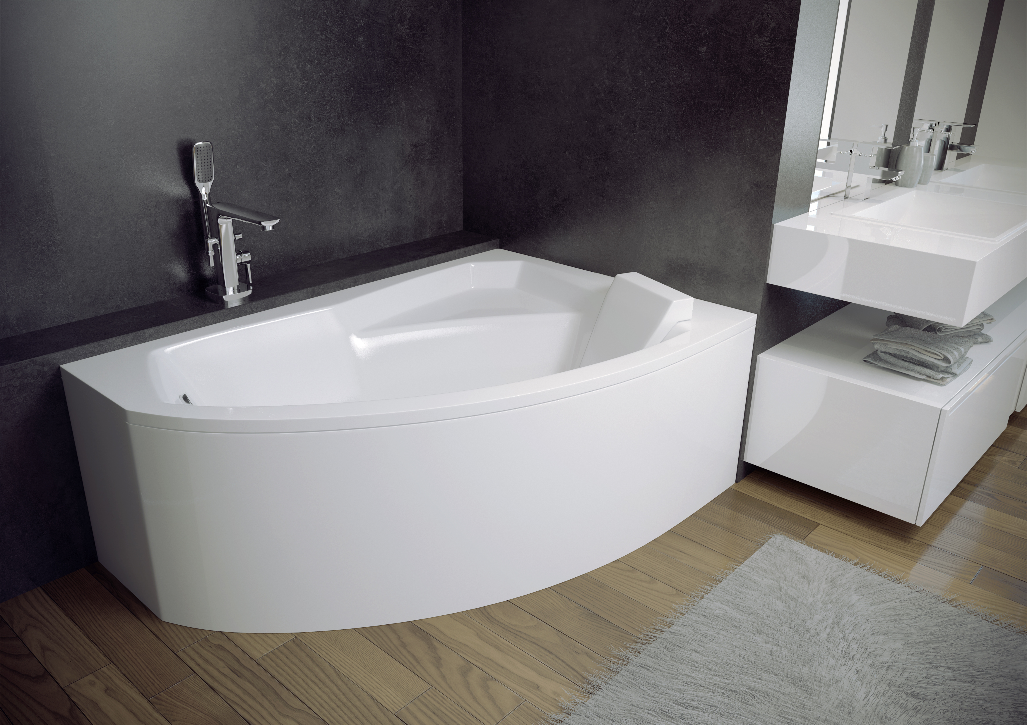 Акриловая ванна BESCO Rima 170x110 R + фронтальная панель	