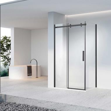 Душевой уголок Como-N VSR-4CN1015CLB, 1500*1000, черный, стекло прозрачное	