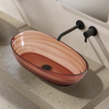 Раковина накладная прозрачная ABBER Kristall AT2813Opal коричневая