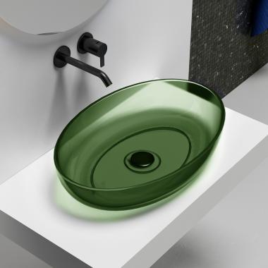 Раковина накладная прозрачная ABBER Kristall AT2801Emerald зеленая	