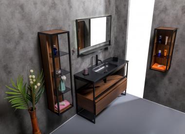 Раковина моноблок Vallessi 120 антрацит керамика	