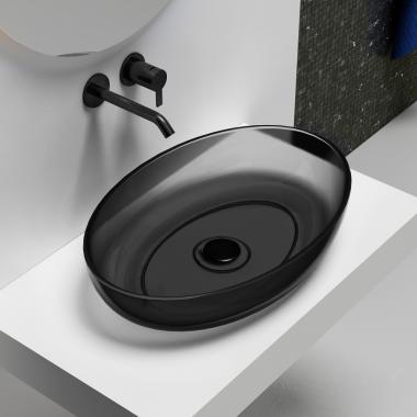 Раковина накладная прозрачная ABBER Kristall AT2801Onyx черная	