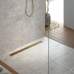 Душевой лоток TIMO Drain System 600 с вставкой lines, золото матовое
