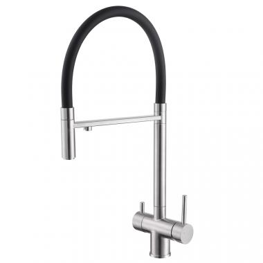 Смеситель ABBER Wasser Kreis AF81141SP для кухни с подключением фильтра и выдвижной лейкой, сатин	