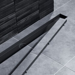Душевой лоток TIMO Drain System 600 с двусторонней панелью plate под плитку, черный