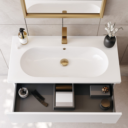 Тумба с раковиной ORKA Lodi 65 подвесная, белый, золото