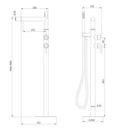 Смеситель ABBER Perfekte 316 AF8A15BST отдельностоящий для ванны, сталь брашированная