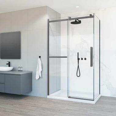 Душевой уголок Como Soft VSR-1CS1011CLGM, 1100*1000, вороненая сталь, стекло прозрачное Vincea VSR-1CS1011CLGM	