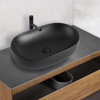 Раковина керамическая Vincea VBS-113MB, 600*415*135, накладная, цвет черный матовый	
