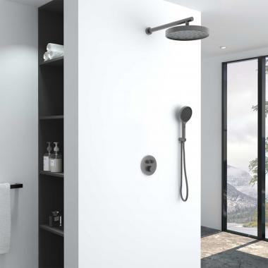 Душевой комплект Inspire VSFW-3I22MT2GM встраиваемый, термостат, двухрежимный, вороненая сталь	