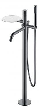 Смеситель STICK напольный Shine Gun Metal с ручкой DIMOND	