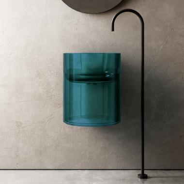 Раковина подвесная прозрачная ABBER Kristall AT2704Aquamarin бирюзовая	