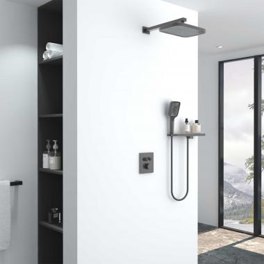 Душевой комплект VSFW-321MT1RGM встраиваемый, термостат, двухрежимный, вороненая сталь	