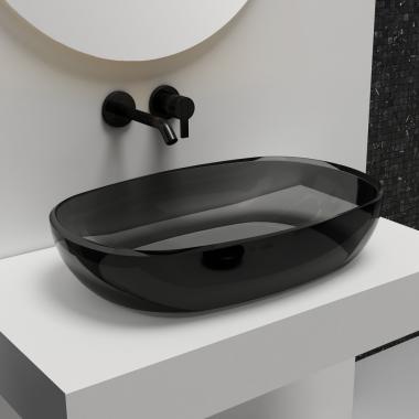 Раковина накладная прозрачная ABBER Kristall AT2805Onyx черная	