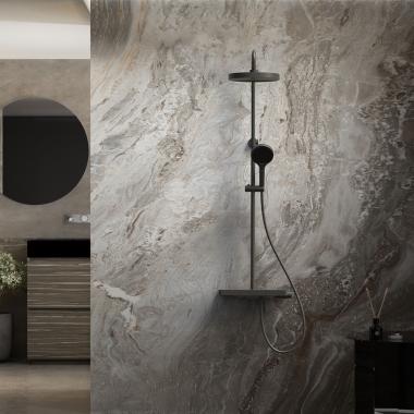 Душевая стойка Inspire VSFS-3I12TMB термостатическая с изливом, 30см верх.душ, черный	