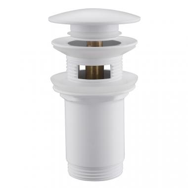 Донный клапан ABBER AF0010W с переливом, клик-клак, белый	