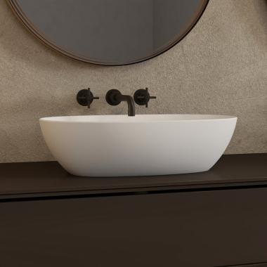 Раковина накладная ABBER Stein AS2636 белая матовая	