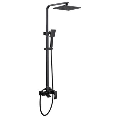 Душевая стойка ABBER Wasserfall AF8616BL с изливом, черный матовый	