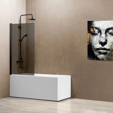 Душевая шторка на ванну VSB-11800CLB, 800*1400, черный, стекло тонированное Vincea VSB-11800CGB	