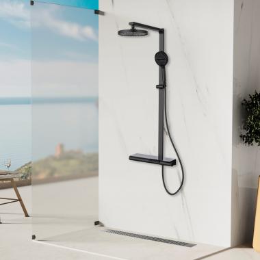 Душевая стойка Aspire VSFS-4AS1MB с изливом, черный матовый	