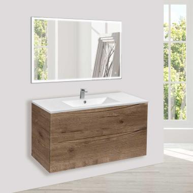 База под керамическую раковину Mia 1000 подвесная, 2 выкатных ящика soft close, V.Oak	