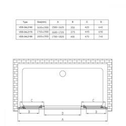 Душевая дверь Alpha VDS-3AL2180MT, 1800, хром, стекло текстурное