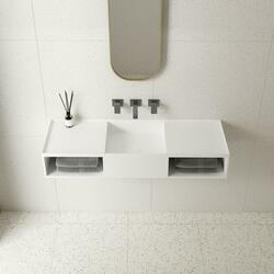 Раковина из искусственного камня Vincea VWB-6S212MW, 1200*400*200, подвесная, цвет белый матовый