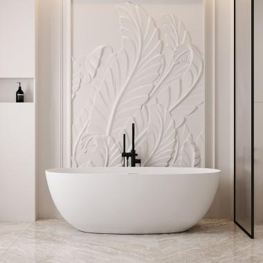 Ванна из искусственного камня ABBER Stein AS9624-1.5 белая матовая	