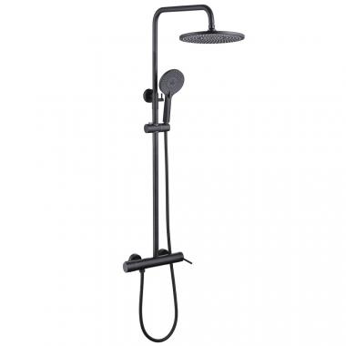 Душевая стойка ABBER Emotion AF8816B с изливом, черная матовая	