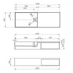 Раковина из искусственного камня Vincea VWB-6S112MW, 1200*400*200, подвесная, цвет белый матовый