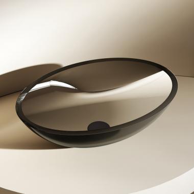 Раковина накладная прозрачная ABBER Kristall AT2802Onyx черная	