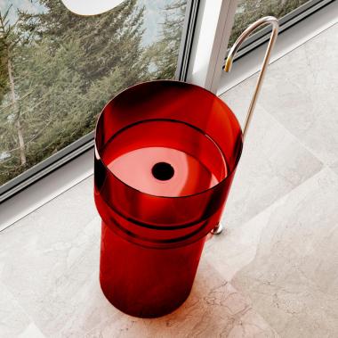 Раковина отдельностоящая прозрачная ABBER Kristall AT2701Rubin красная	