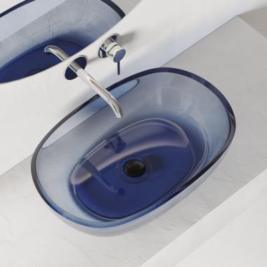 Раковина накладная прозрачная ABBER Kristall AT2805Saphir синяя	