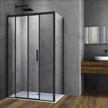 Душевой уголок Soft VSR-3SO9012CLB, 1200*900, черный, стекло прозрачное	