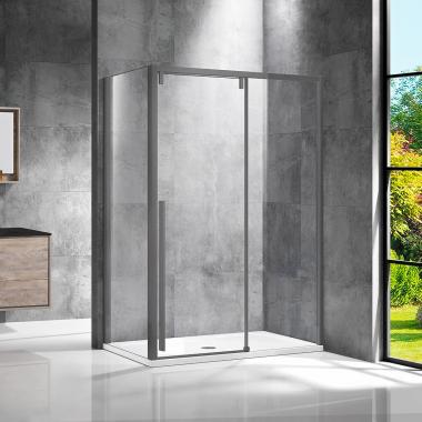 Душевой уголок Lugano VSR-1L1012CLGM-1, 1200*1000, вороненая сталь, стекло прозрачное	