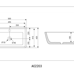 Раковина накладная ABBER Rechteck AC2203 белая
